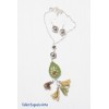 Collar largo bordado y borlas